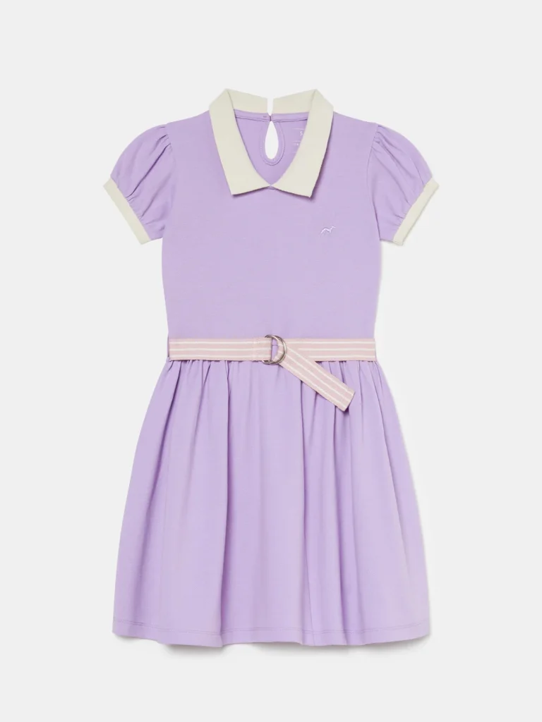 Belt Piquet Dress, Lilac