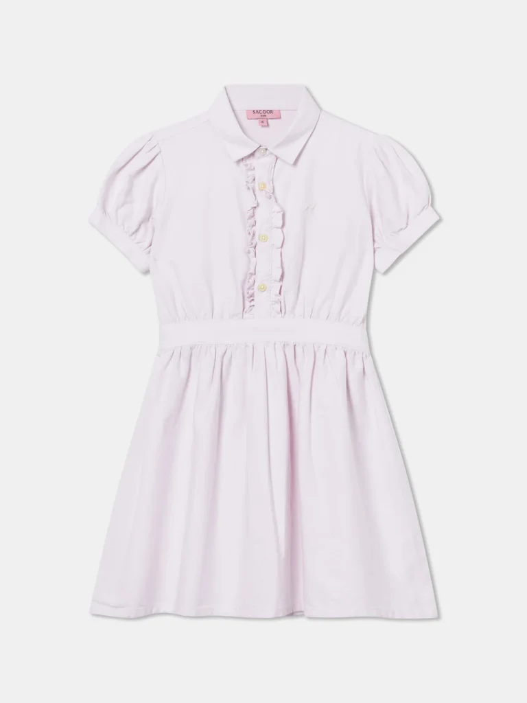 Casual Plain Colour Oxford Shirt Dress, Light Pink