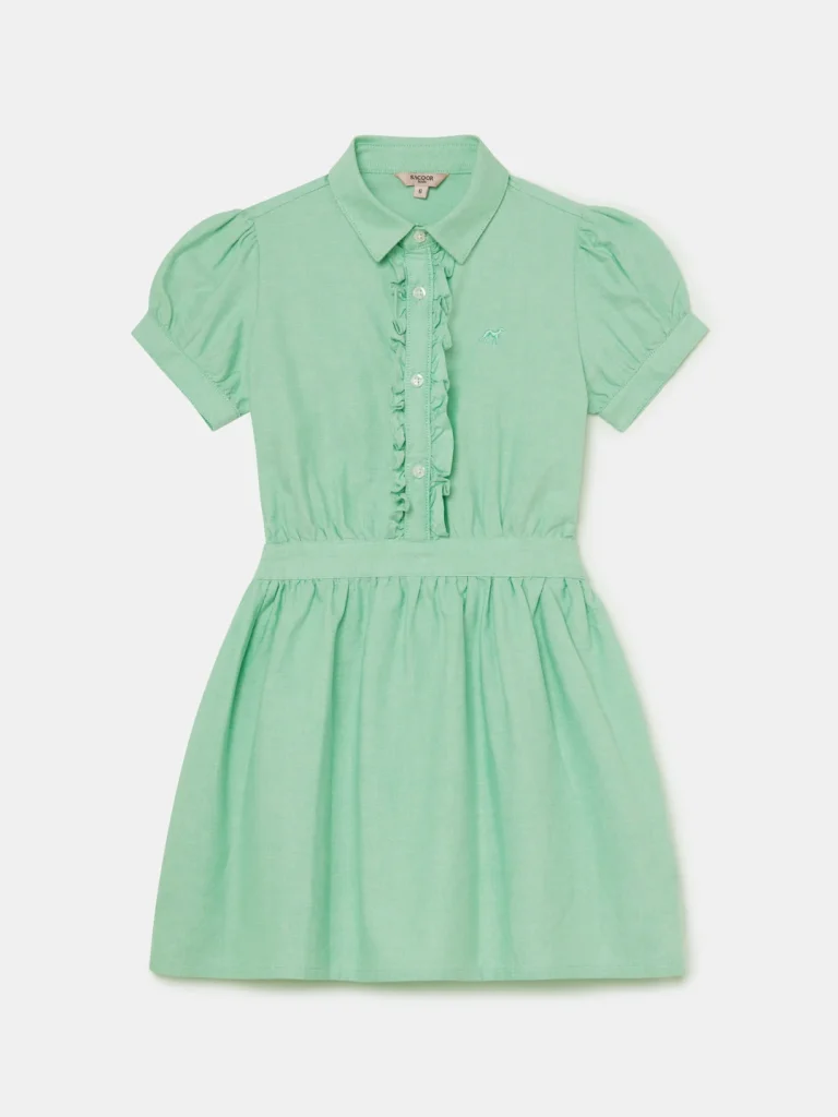 Casual Plain Oxford Shirt Dress, Light Green