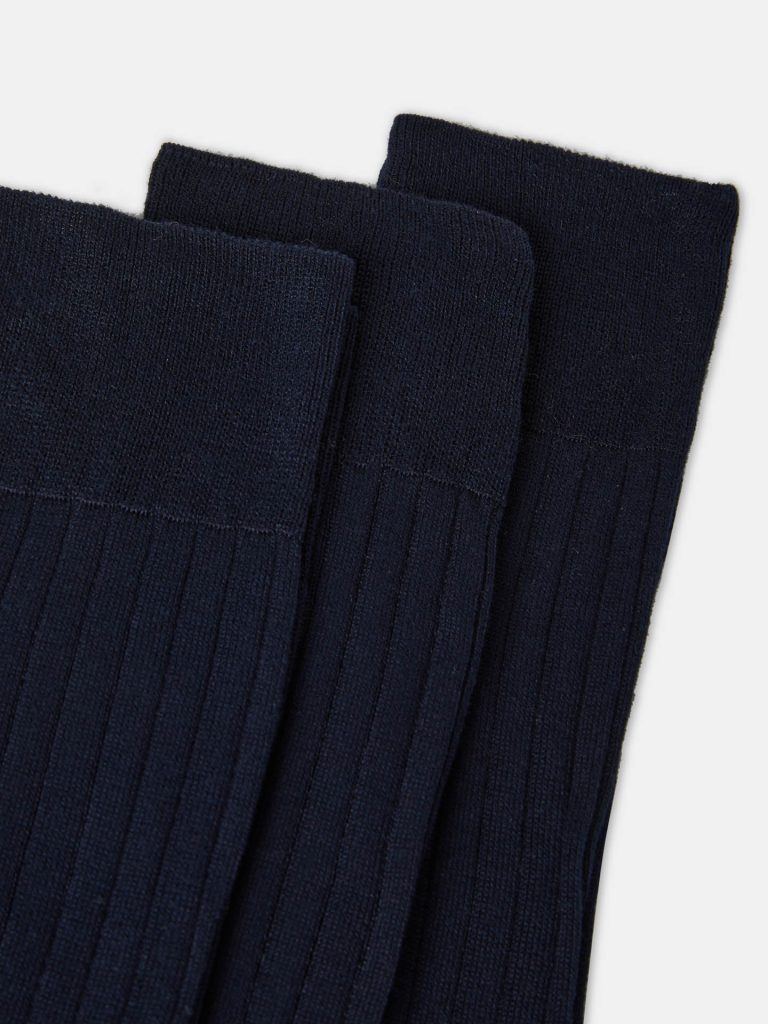Knitted rib socks, Dark Blue
