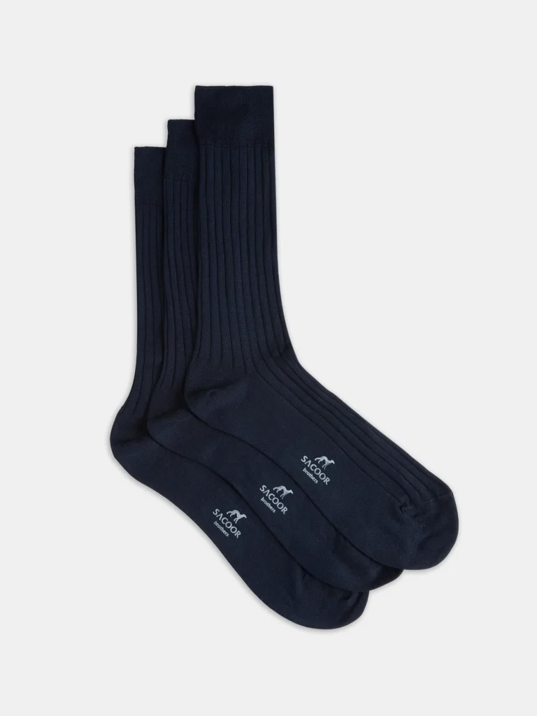Knitted rib socks, Dark Blue